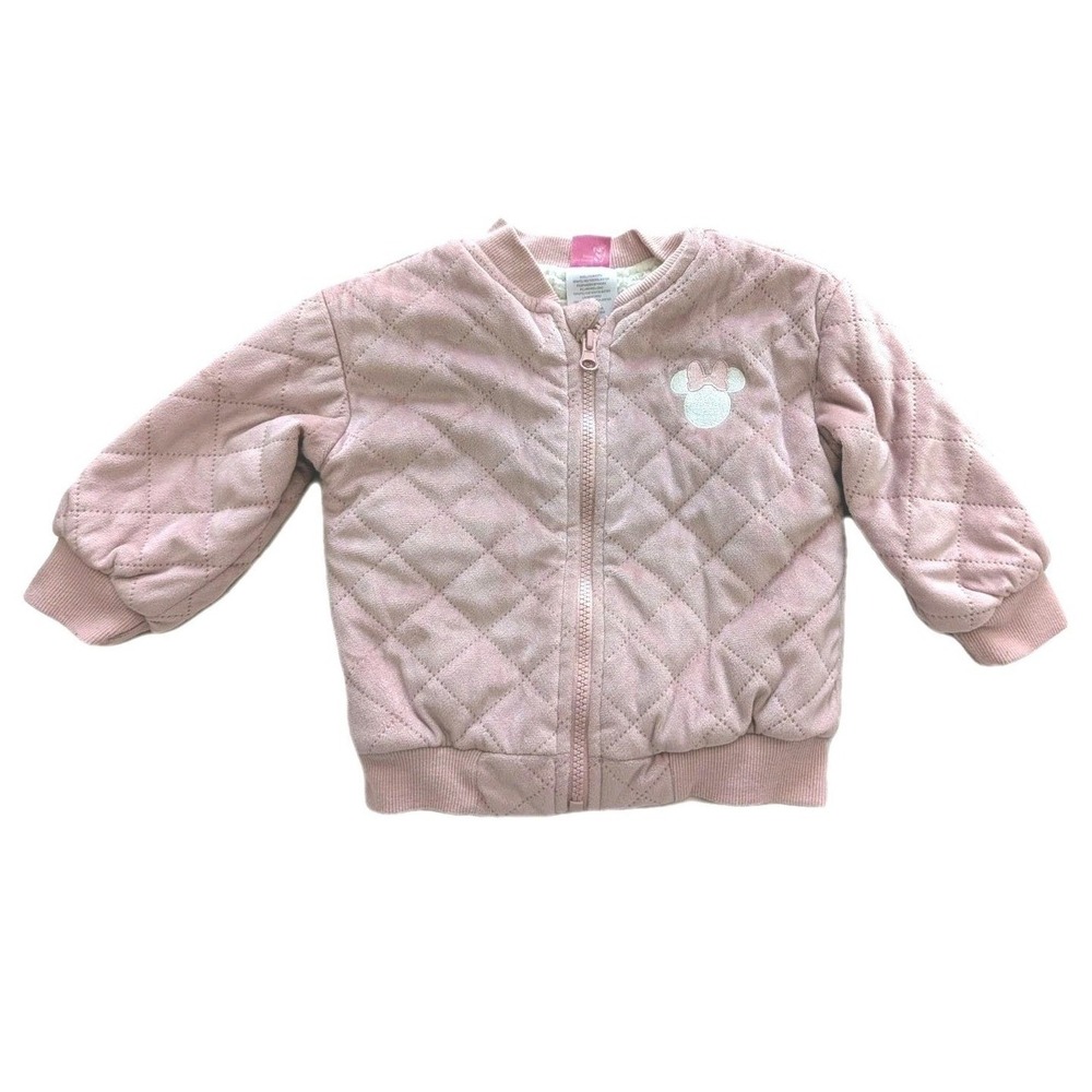 Disney Junior Minnie Mouse Pink Quilted Sherpa Lined Bomber Jacket Girls 2T